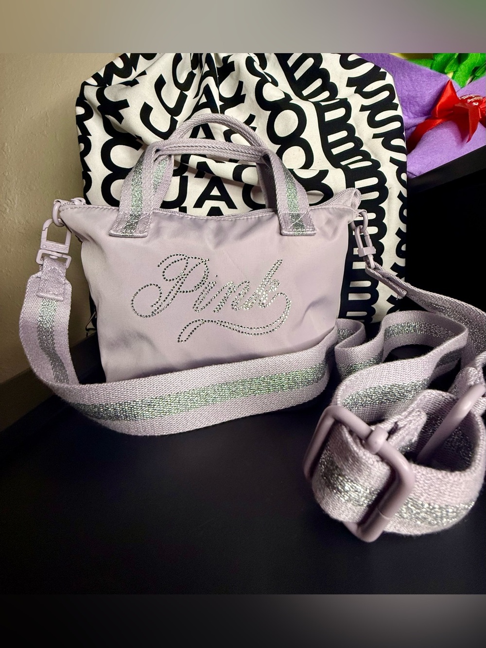 VS PINK rhinestone mini nylon purse